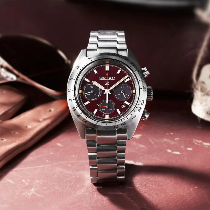 Seiko - Prospex Speedtime 39mm Red Dial Solar Chronograph Stainless Steel Watch - Image 4