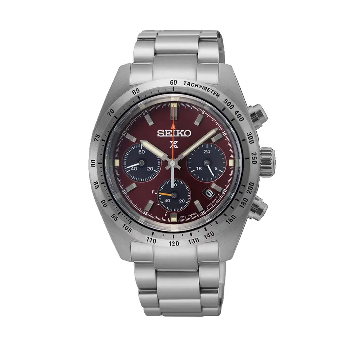 Seiko - Prospex Speedtime 39mm Red Dial Solar Chronograph Stainless Steel Watch