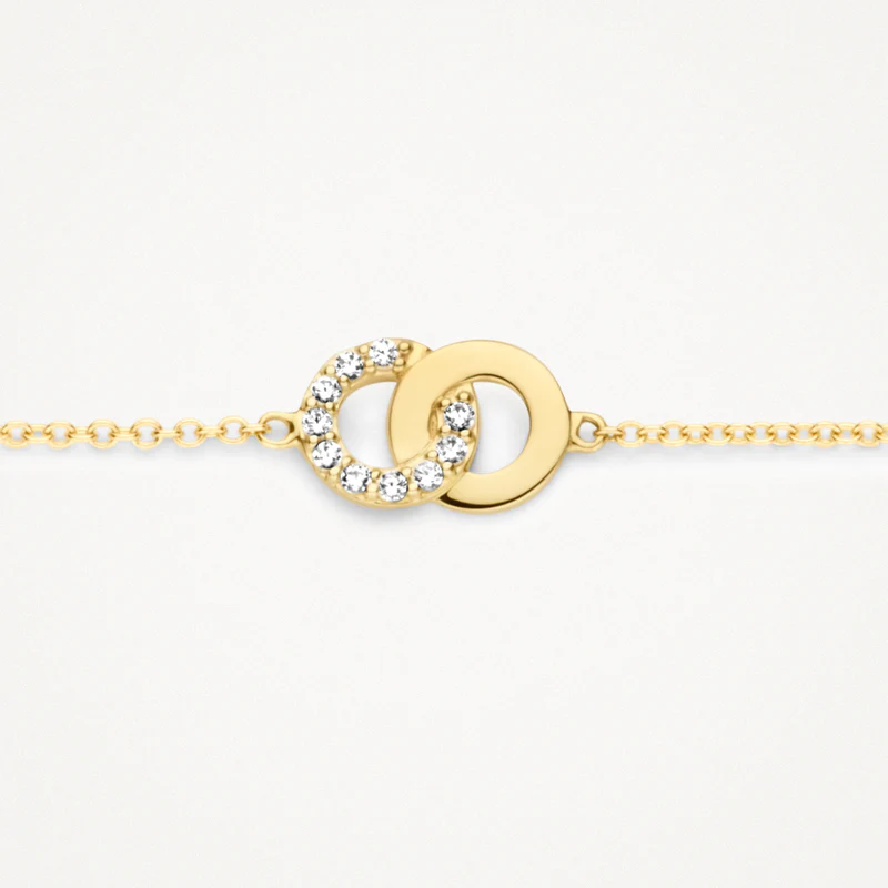 14k BLUSH Interlocking Rings Bracelet with Zirconia - Image 2