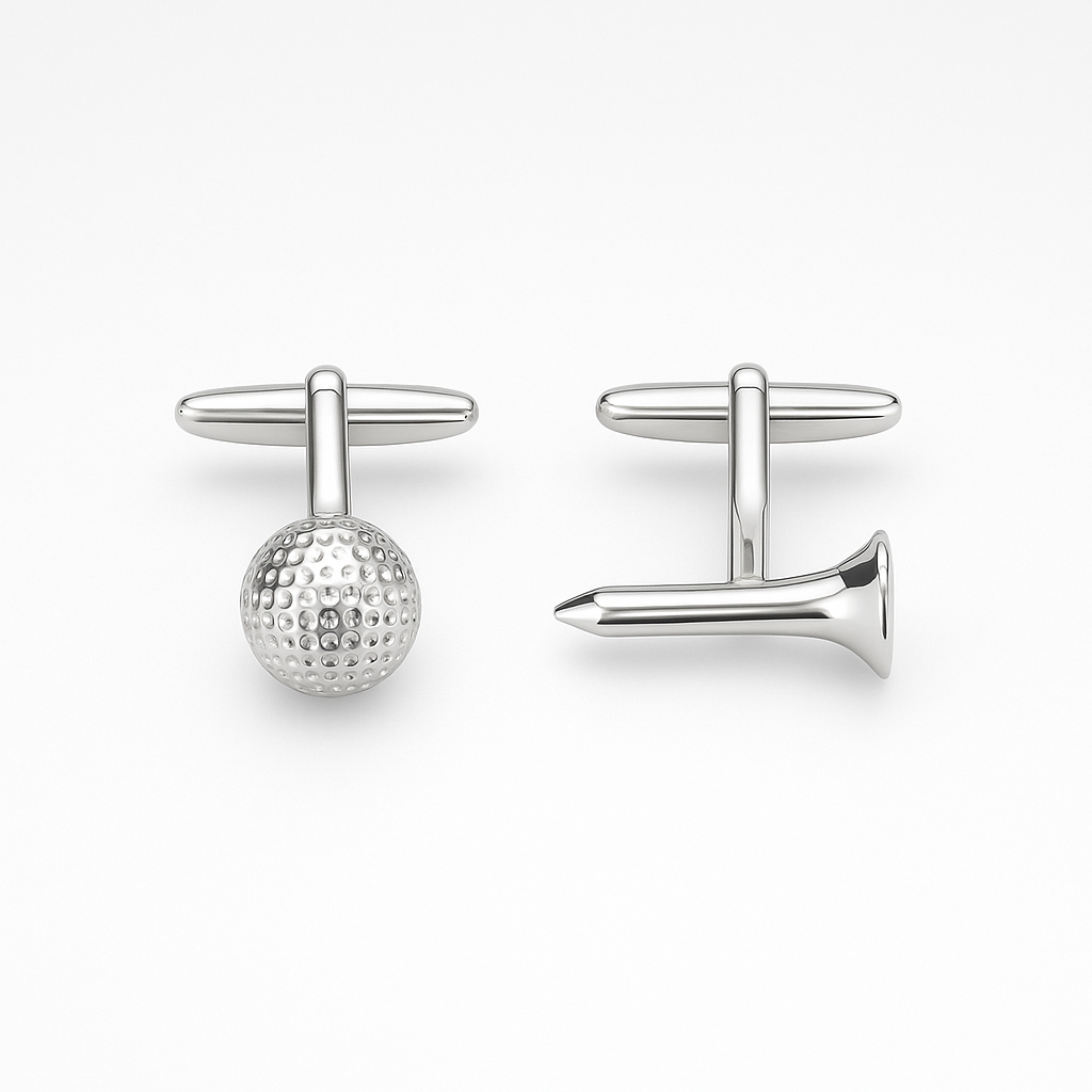 Silver Golf Ball & Tee Cufflinks
