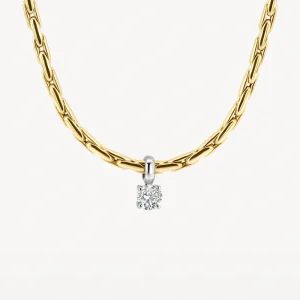 14k Blush Bicolour Gold Chain Zirconia Pendant Necklace