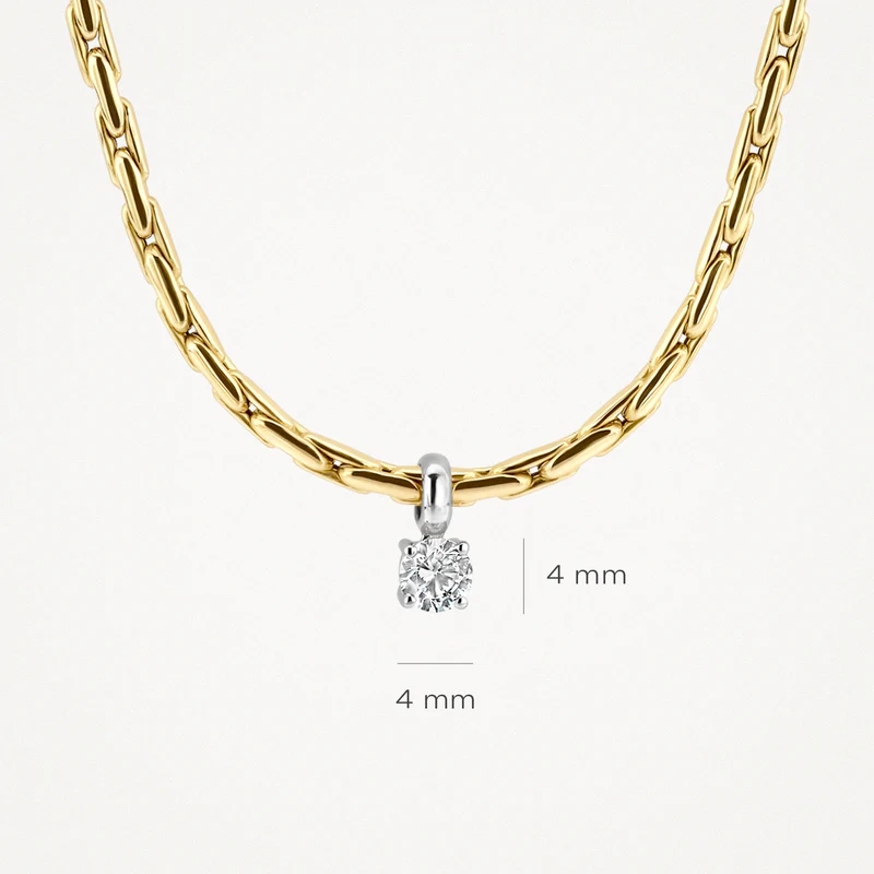 14k Blush Bicolour Gold Chain Zirconia Pendant Necklace - Image 3