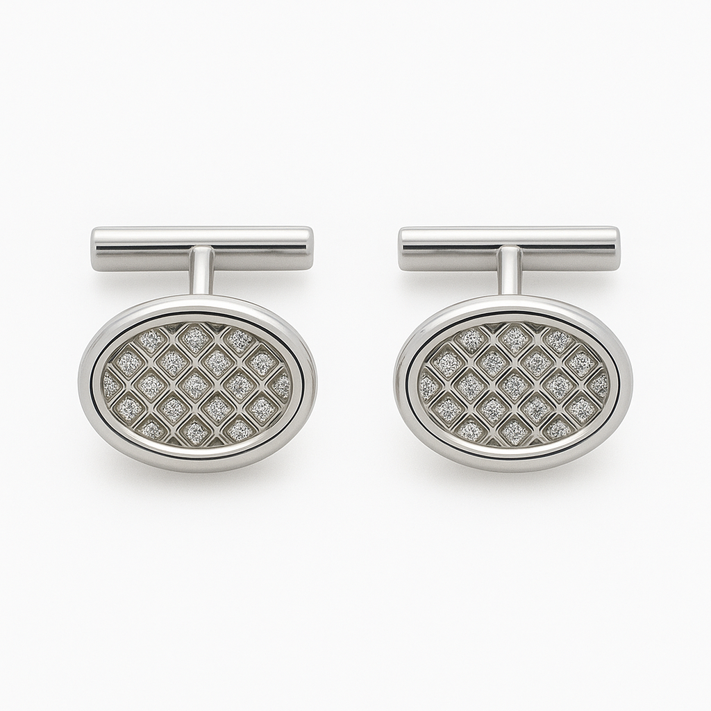 18k White Gold Diamond Cufflinks