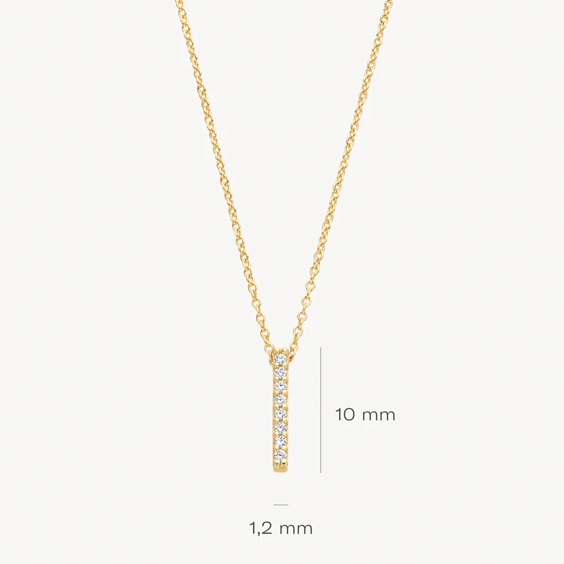 14k BLUSH Necklace with Cubic Zirconia Bar Pendant - Image 3