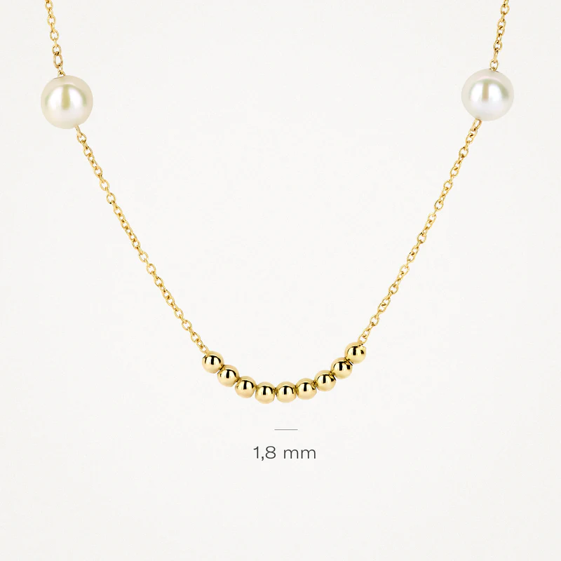 14k BLUSH Bead & Pearl Station Necklace - Image 4