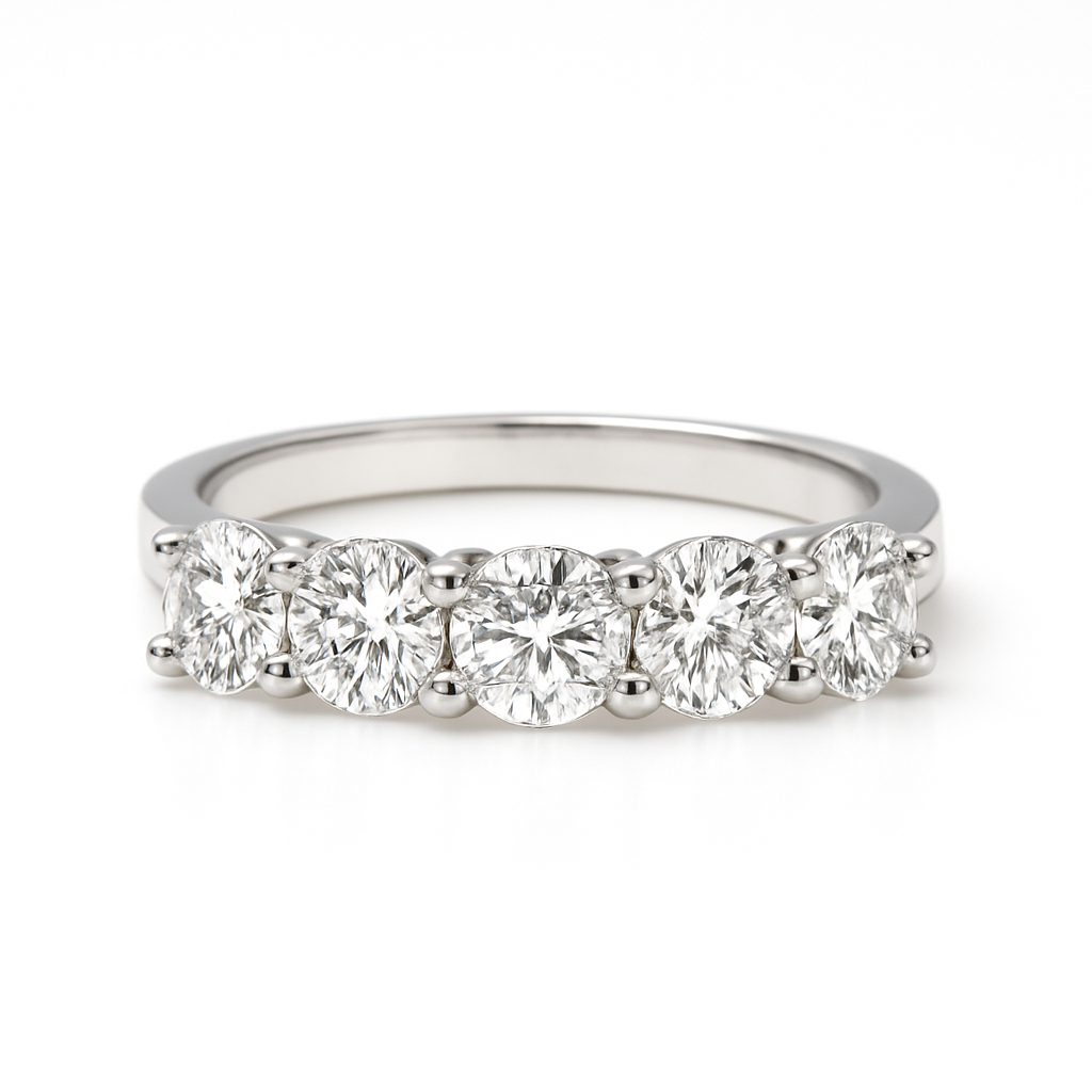 Five stone diamond platinum ring