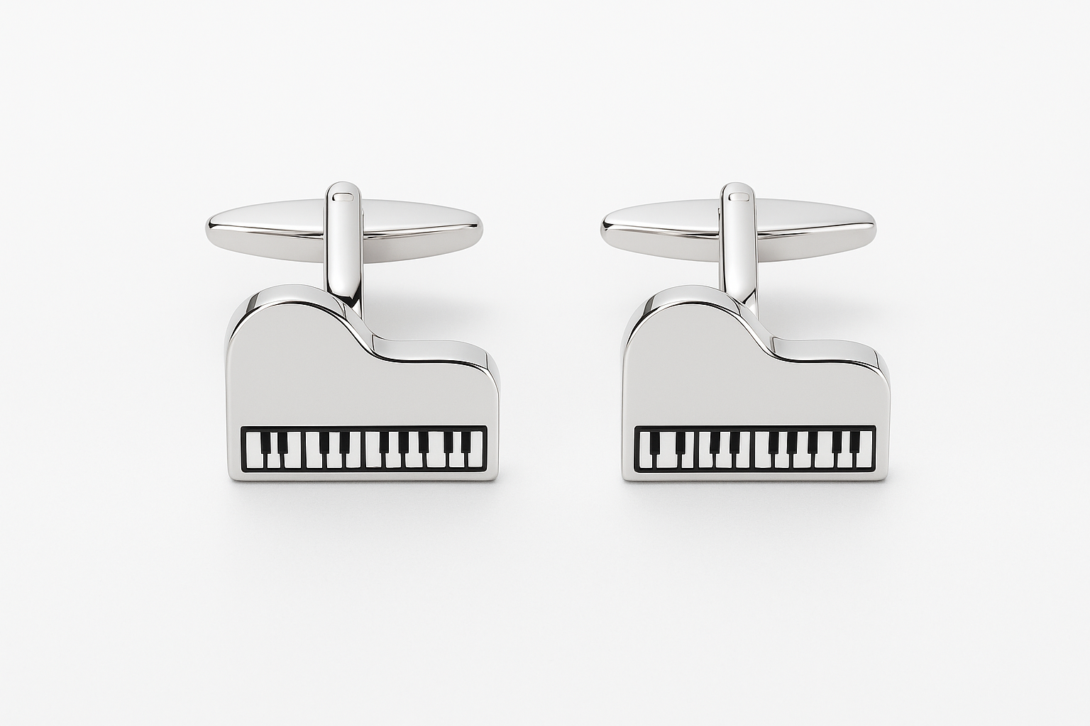 Silver Grand Piano Cufflink