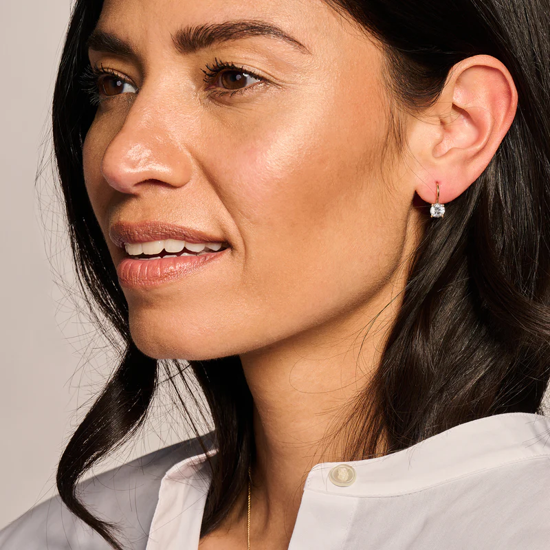 14k BLUSH Cubic Zirconia Solitaire Drop Earrings - Image 2