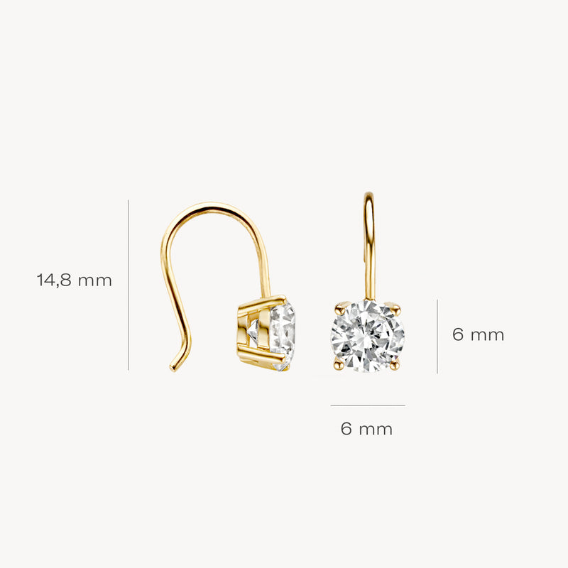 14k BLUSH Cubic Zirconia Solitaire Drop Earrings - Image 3
