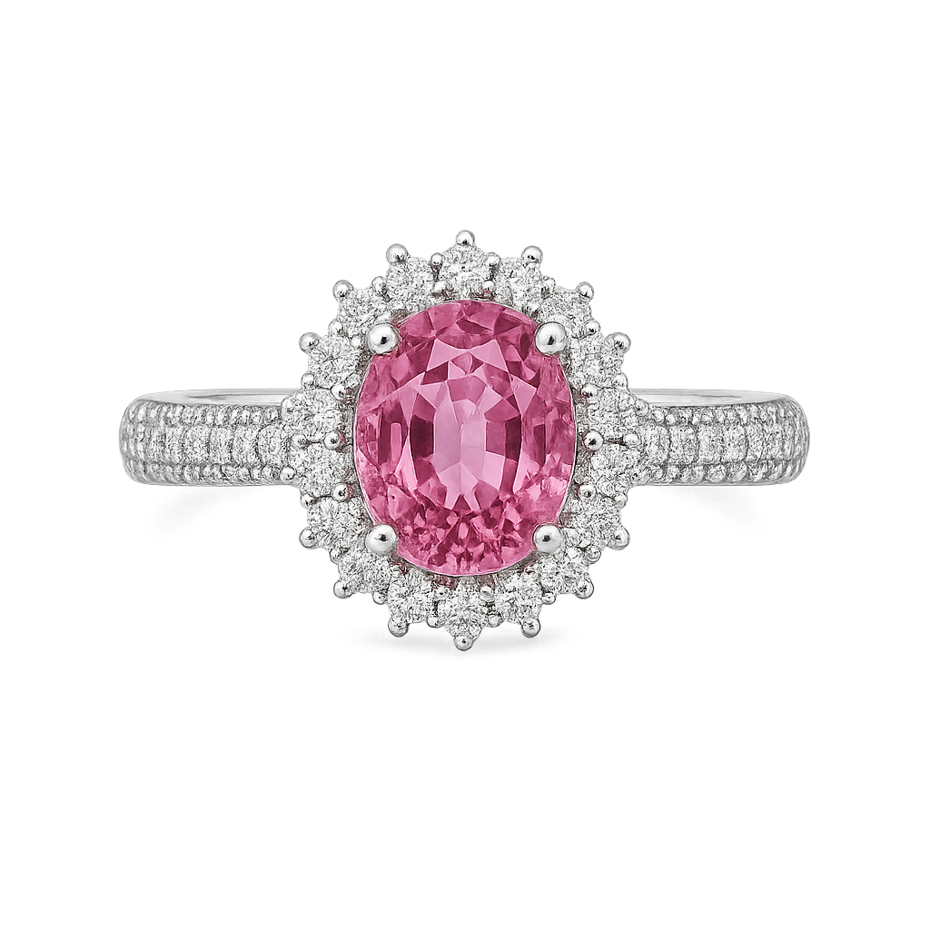 Platinum Pink Sapphire and Diamond ring - Image 2