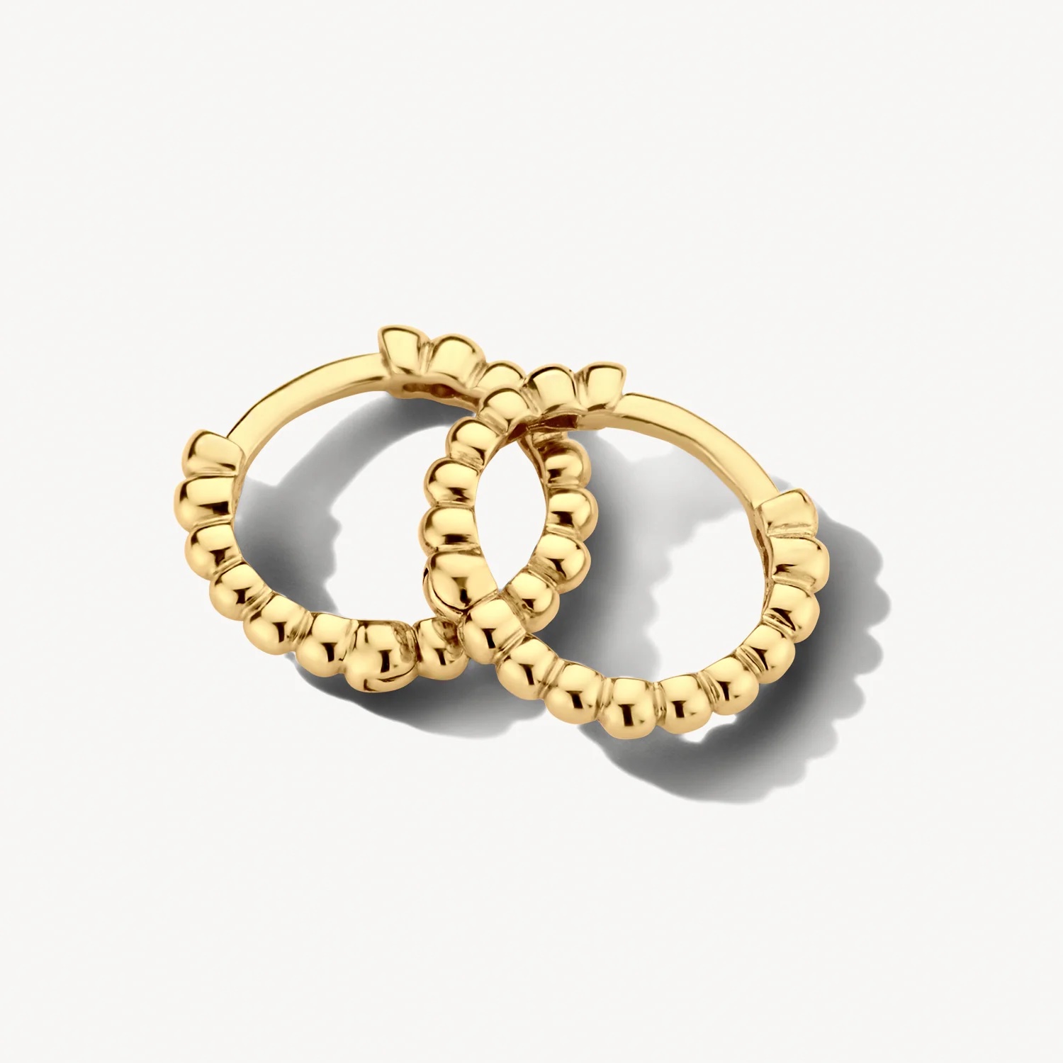 14k BLUSH Beaded Huggie Earrings - Image 4