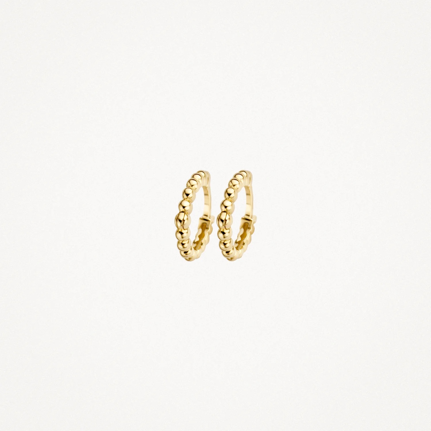 14k BLUSH Beaded Huggie Earrings - Image 2