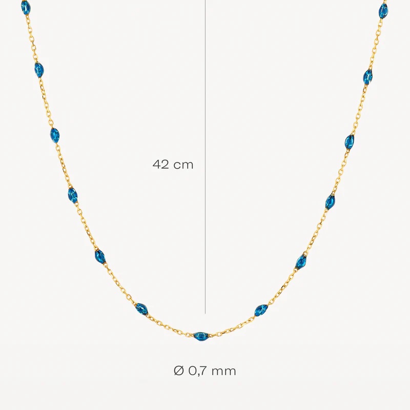 14k BLUSH Bead Necklace with Blue Resin - Image 3