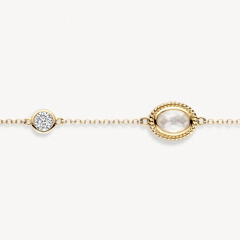 14ct Blush Gold mother of Pearl and Zirconia Bracelet - Image 4