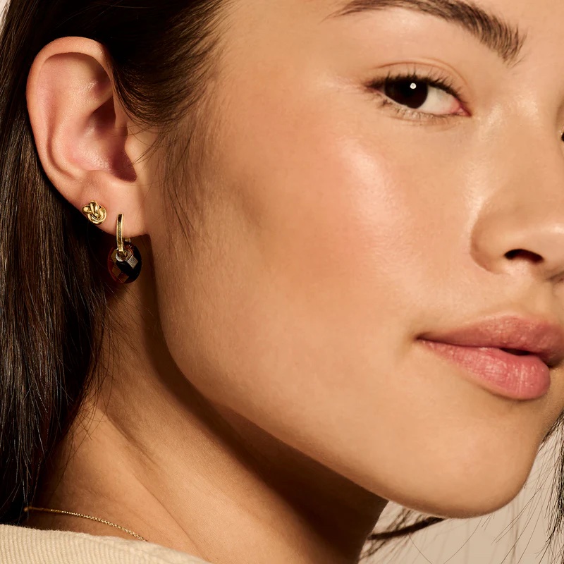 14k BLUSH Braided Stud Earrings - Image 3