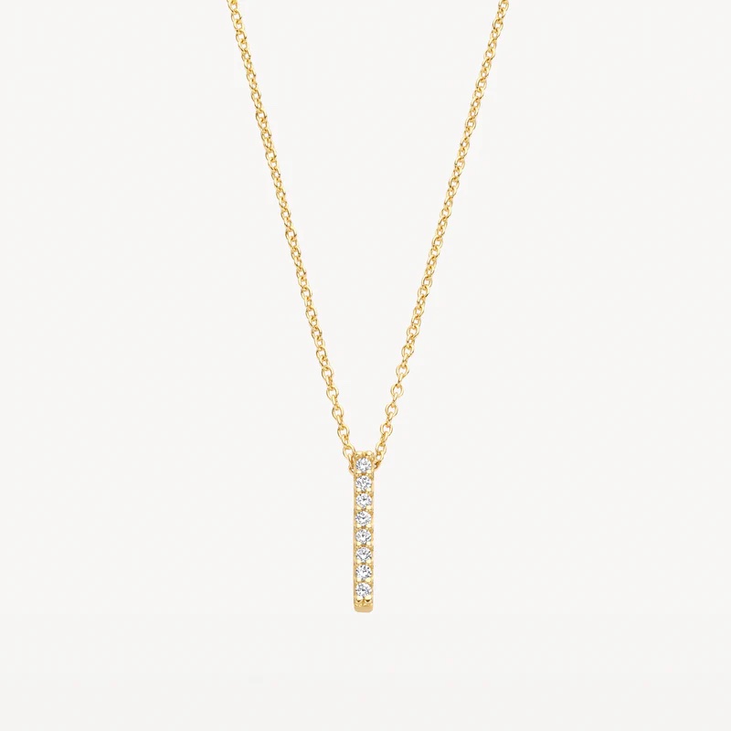 14k BLUSH Necklace with Cubic Zirconia Bar Pendant