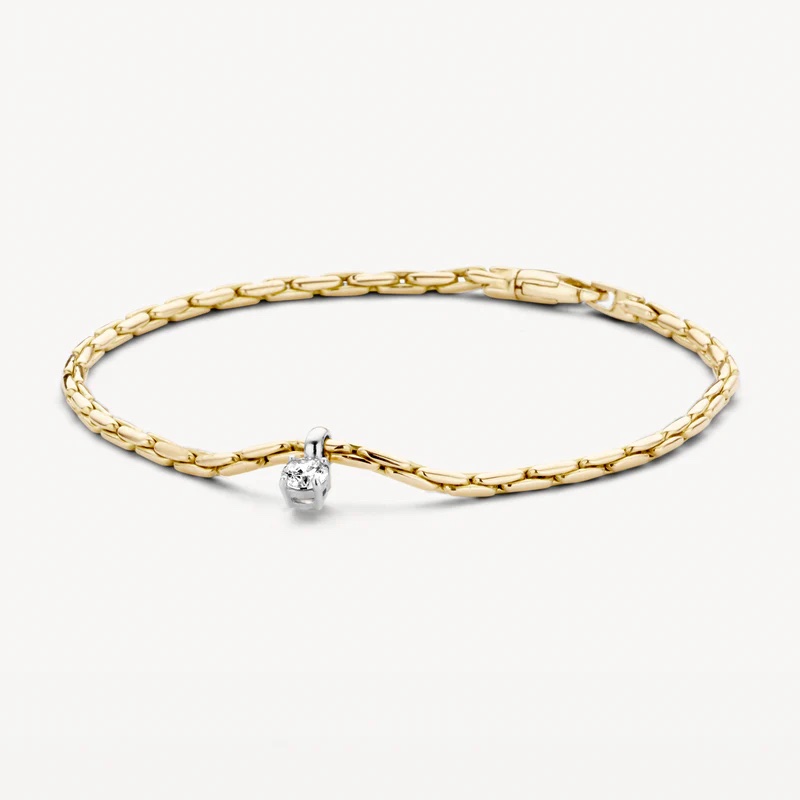 img_1212.jpeg 14ct Blush Gold Chain Bracelet with Cubic Zirconia Charm