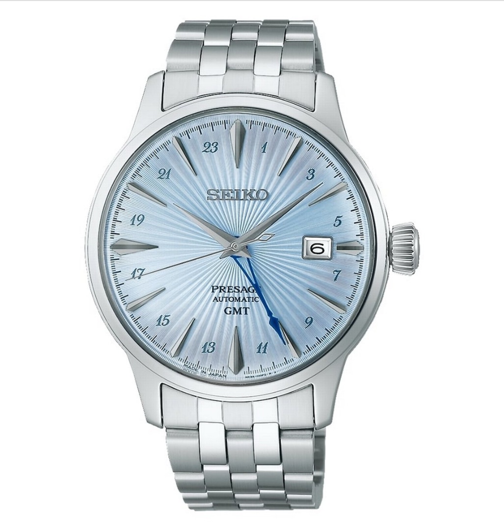 SEIKO PRESAGE Cocktail Time Skydiving GMT Light Blue Dial