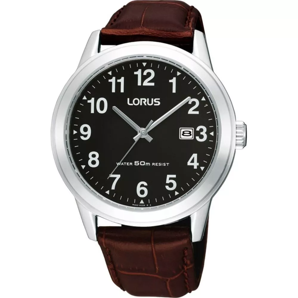 Lorus - Classic Black Dial Brown Leather Strap Mens Watch