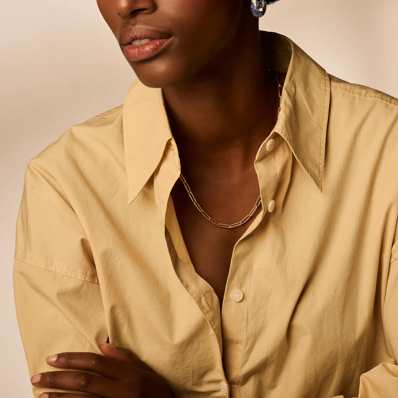 14k BLUSH Elongated Paperclip Chain Necklace - Image 2