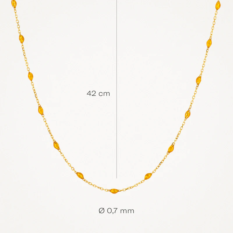 14k BLUSH Amber Resin Bead Station Necklace - Image 3