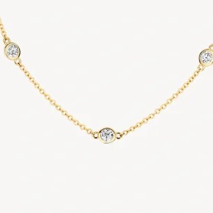 14k BLUSH Gold Round Zirconia Station Necklace