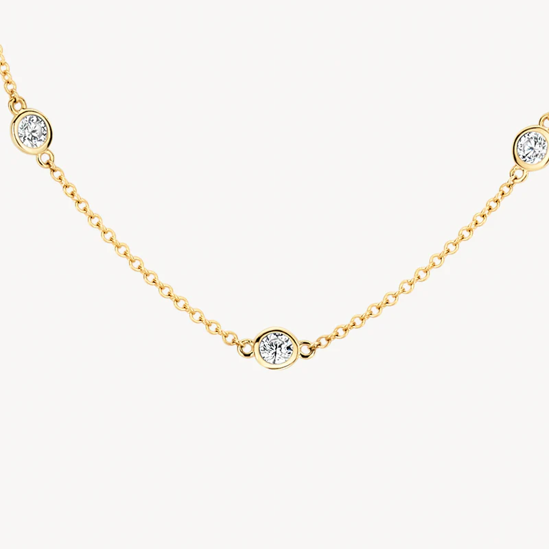 14k BLUSH Gold Round Zirconia Station Necklace