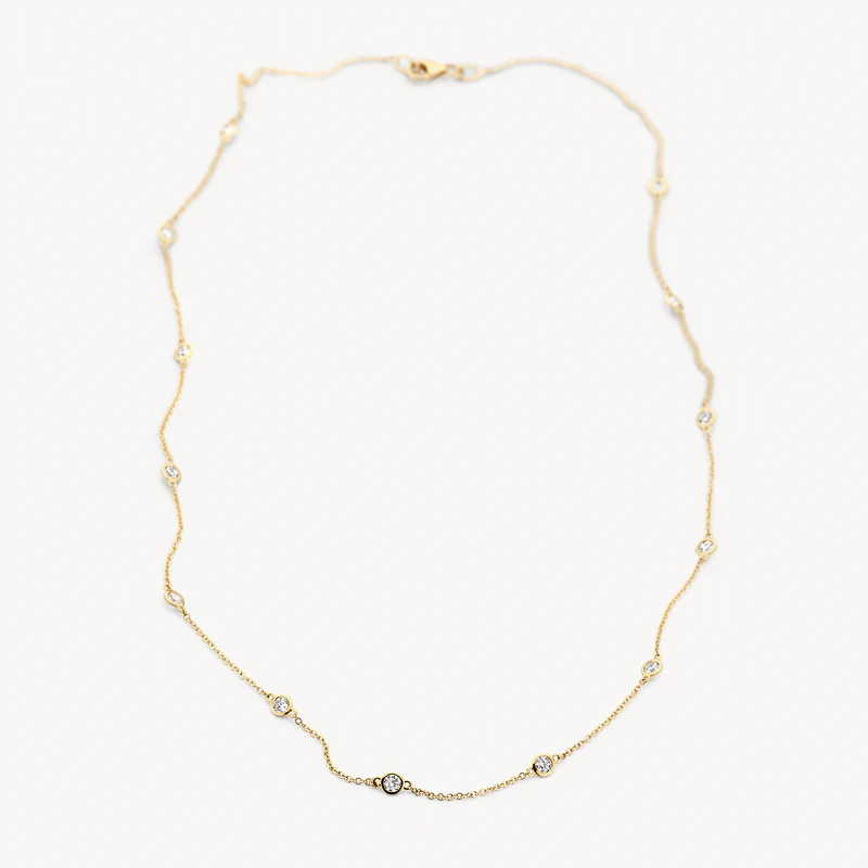 14k BLUSH Gold Round Zirconia Station Necklace - Image 2