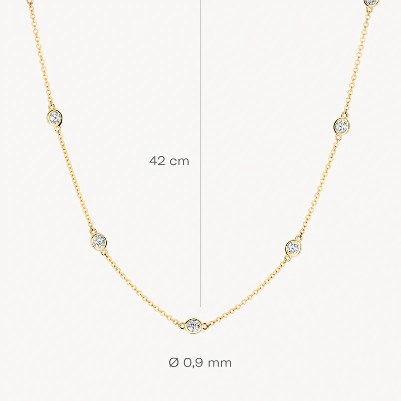 14k BLUSH Gold Round Zirconia Station Necklace - Image 4
