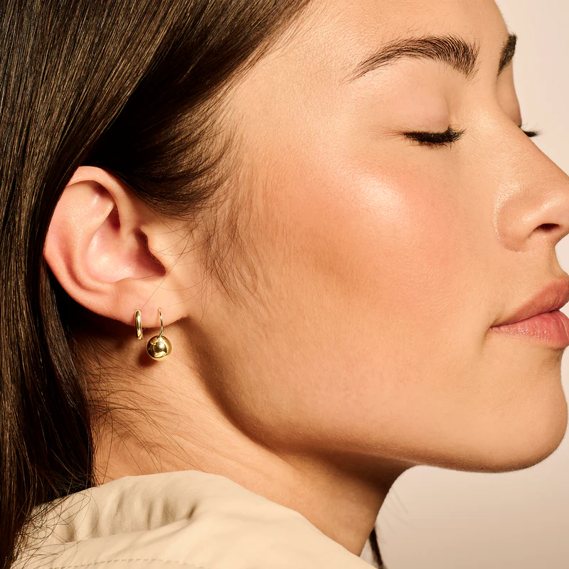 14k BLUSH Polished Ball Drop Earrings - Image 3