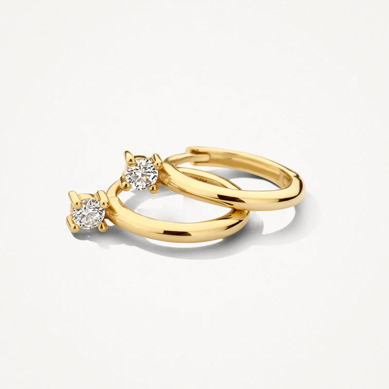 14k BLUSH Hoop Earrings with Zirconia Studs - Image 2