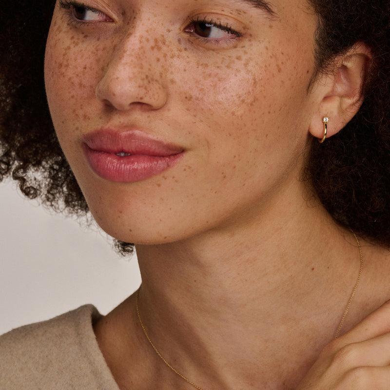 14k BLUSH Hoop Earrings with Zirconia Studs - Image 3
