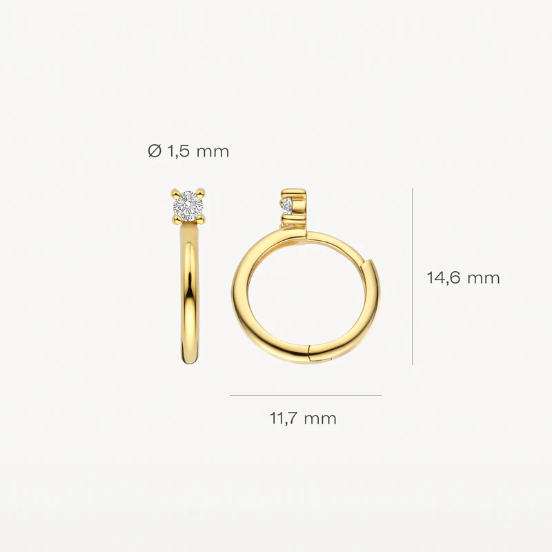 14k BLUSH Hoop Earrings with Zirconia Studs - Image 4